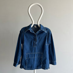 1970s Denim 1/4 Snap Front Collared Jacket/Shirt
