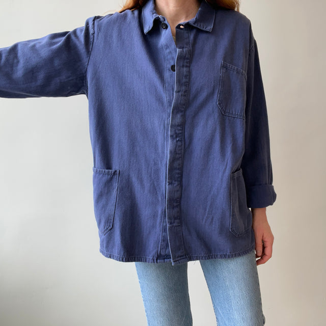 1980/90s Herringbone Twill Sashiko Mended Soft and Slouchy Chore Coat