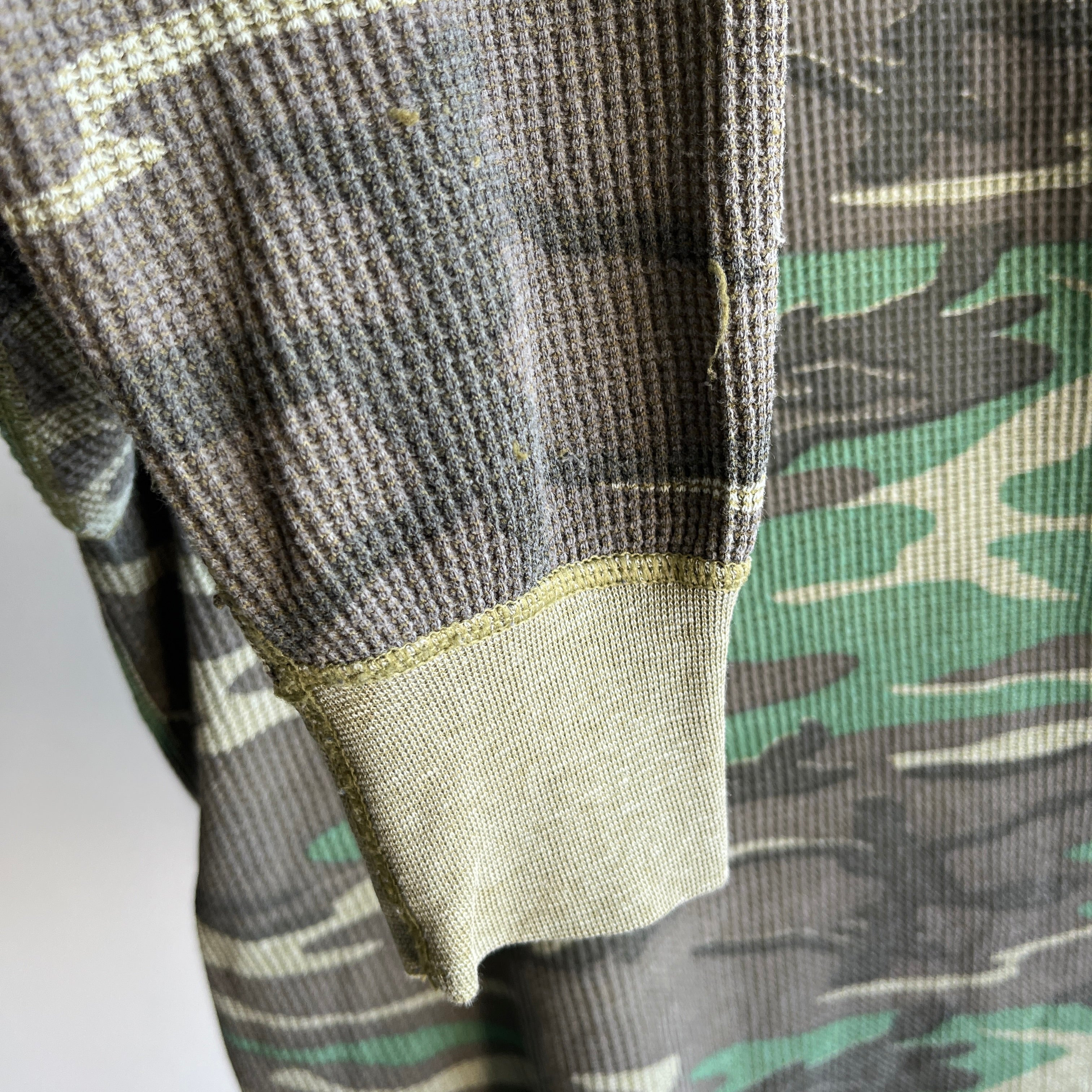 1970s Long Johns Camo Henley Waffle Knit