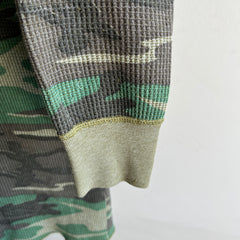 1970s Long Johns Camo Henley Waffle Knit