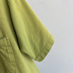 1980s Blank Soft and Worn Olive Green Pocket T-Shirt