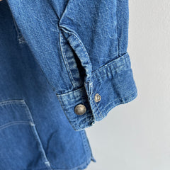 1970s Denim 1/4 Snap Front Collared Jacket/Shirt