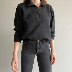 1980/90s Blank Black 1/4 Zip Polo Sweatshirt