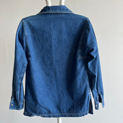 1970s Denim 1/4 Snap Front Collared Jacket/Shirt