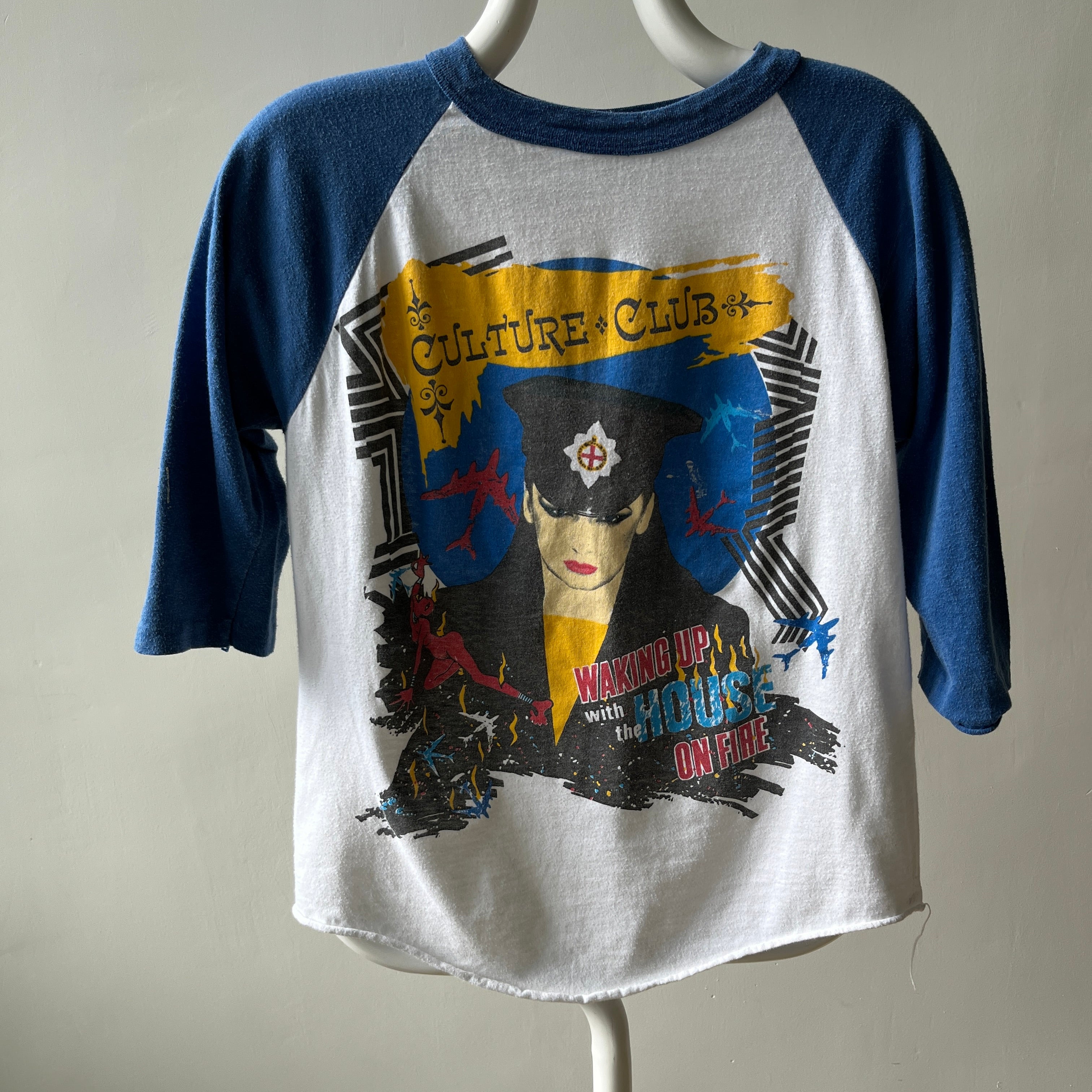 1980s Culture Club - Boy George - Waking Up With the House on Fire - Tour Baseball T-Shirt