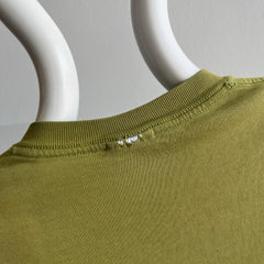 1980s Blank Soft and Worn Olive Green Pocket T-Shirt