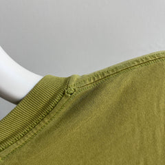 1980s Blank Soft and Worn Olive Green Pocket T-Shirt