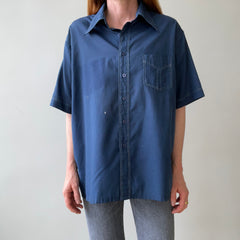 1970's Navy Short Sleeve Button Up