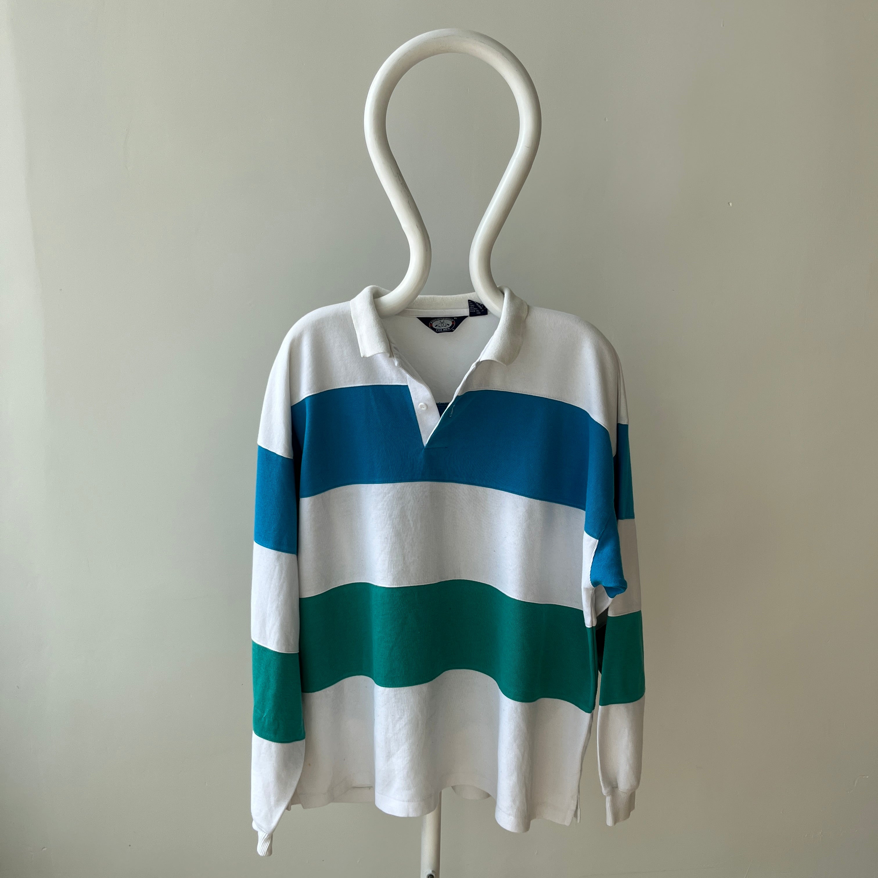 1980s Knightsbridge Rugby - Teal and Turquoise - Great Hang