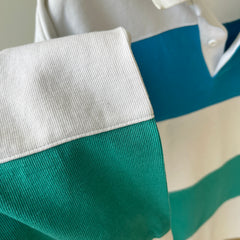 1980s Knightsbridge Rugby - Teal and Turquoise - Great Hang