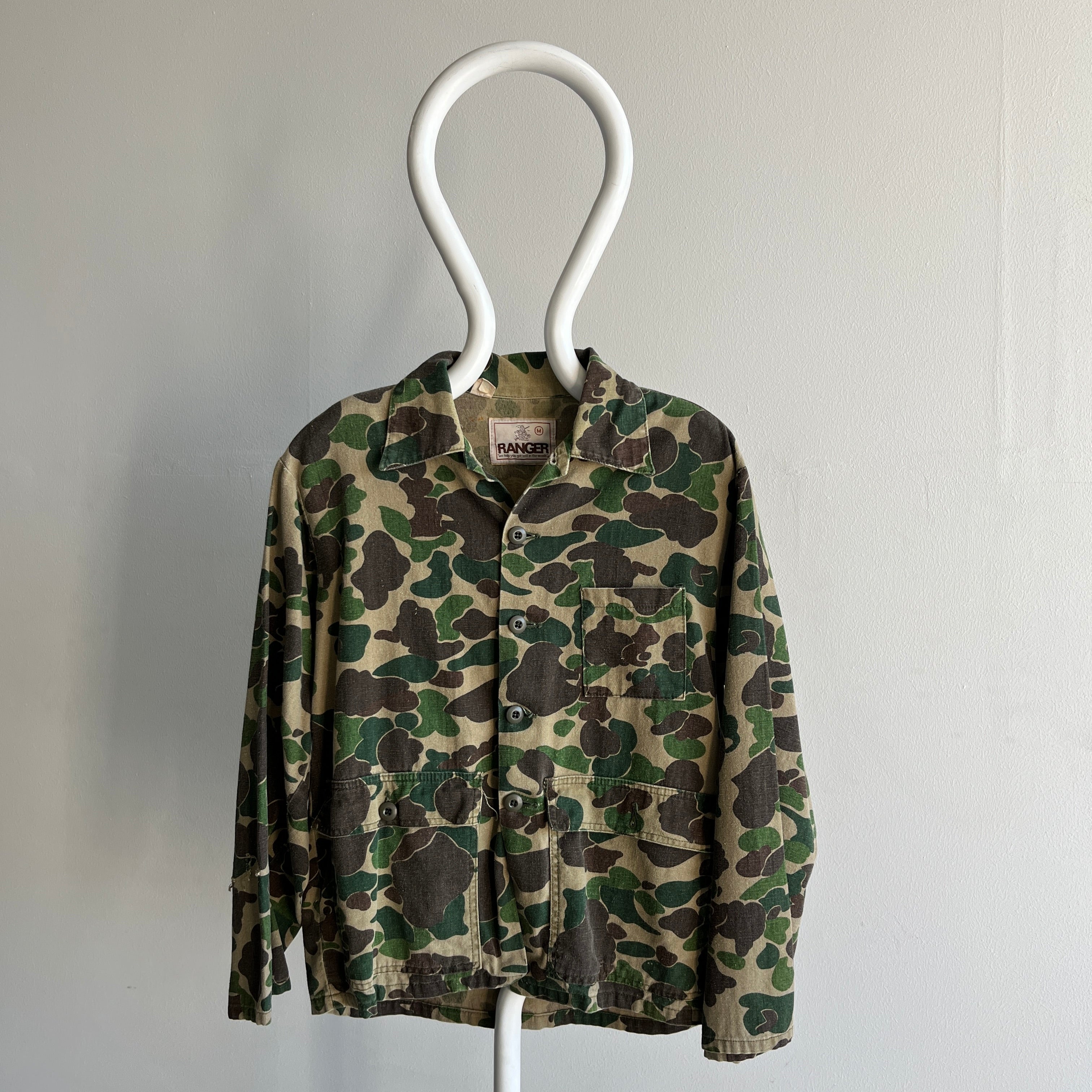 1970/80s Ranger Brand Cotton Camo Chore Coat - With Hand Mending