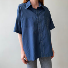 1970's Navy Short Sleeve Button Up