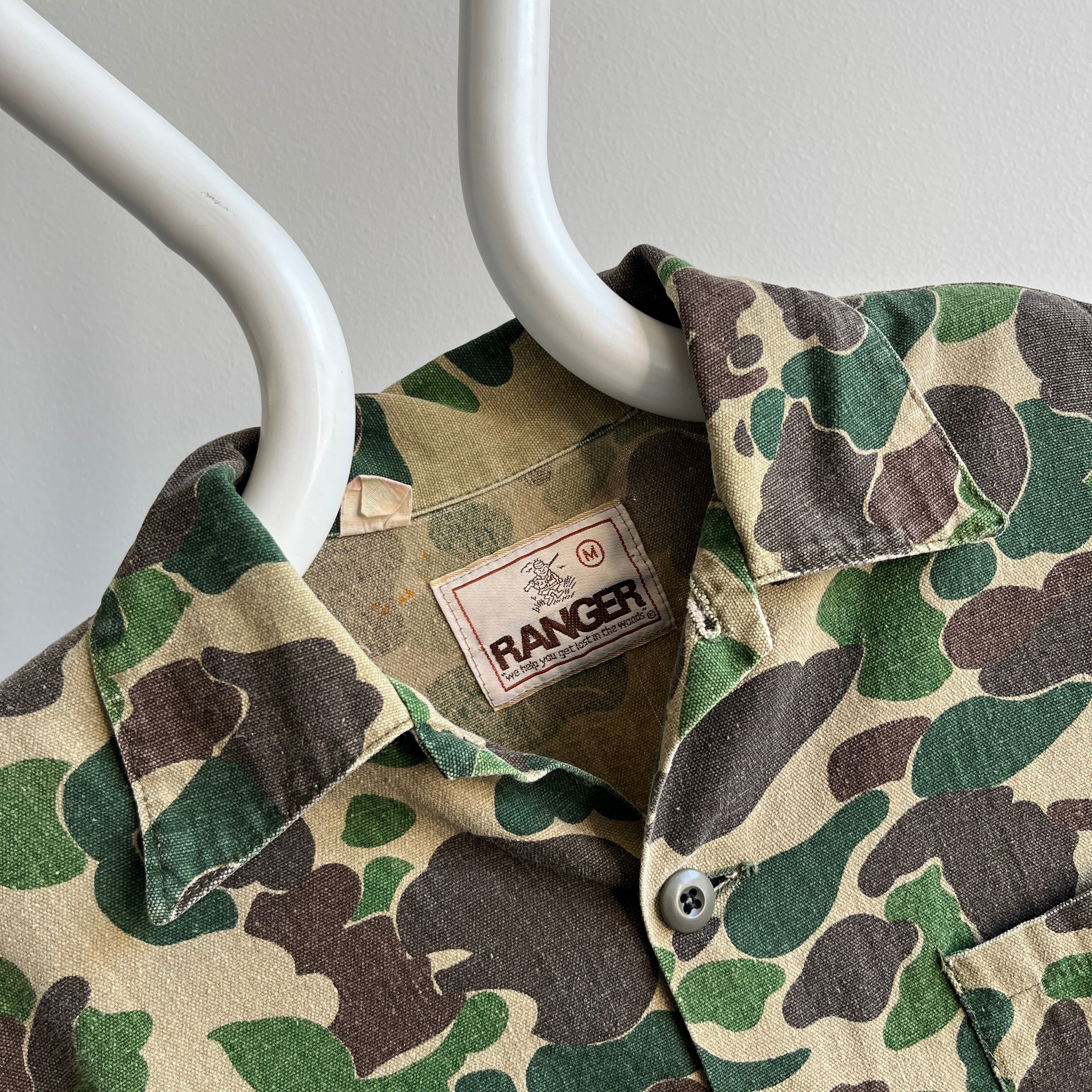 1970/80s Ranger Brand Cotton Camo Chore Coat - With Hand Mending