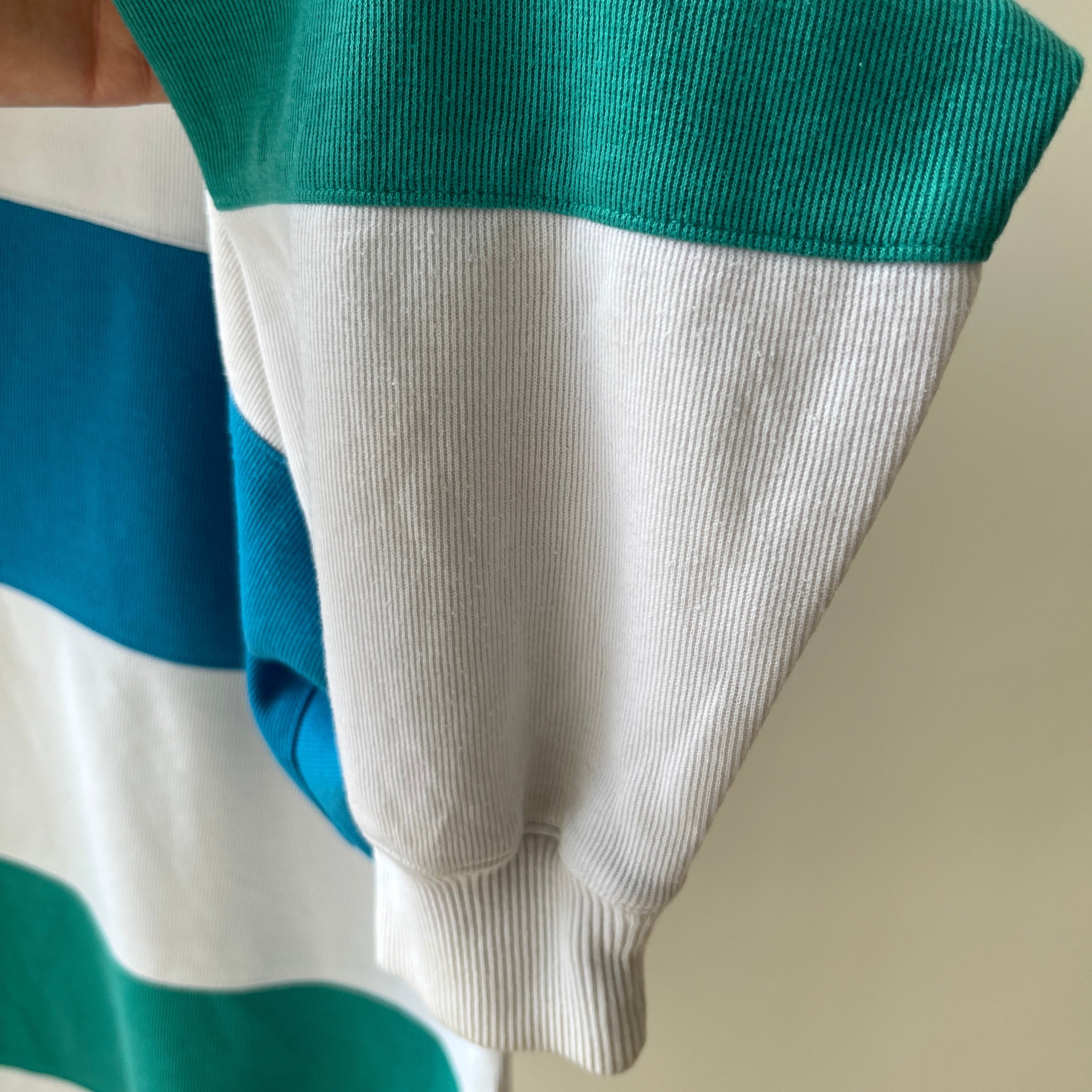 1980s Knightsbridge Rugby - Teal and Turquoise - Great Hang