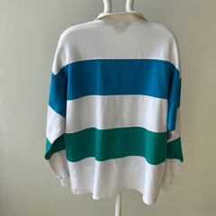 1980s Knightsbridge Rugby - Teal and Turquoise - Great Hang