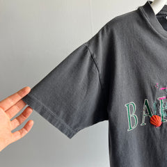 1980s Bahamas Embroidered Faded Black To Gray T-Shirt