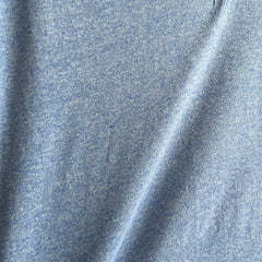 1970s Two Tone Blue V-Neck Ring T-Shirt