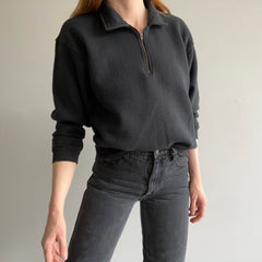 1980/90s Blank Black 1/4 Zip Polo Sweatshirt