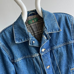 1990s J. Crew Flannel Lined Denim Jacket - True XS