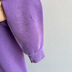 1980s Delightfully stained Lavender Russell Sweatshirt with a Single V