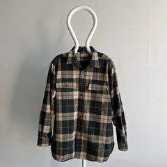 1990s L.L. Bean Larger and Longer Neutral Plaid Flannel