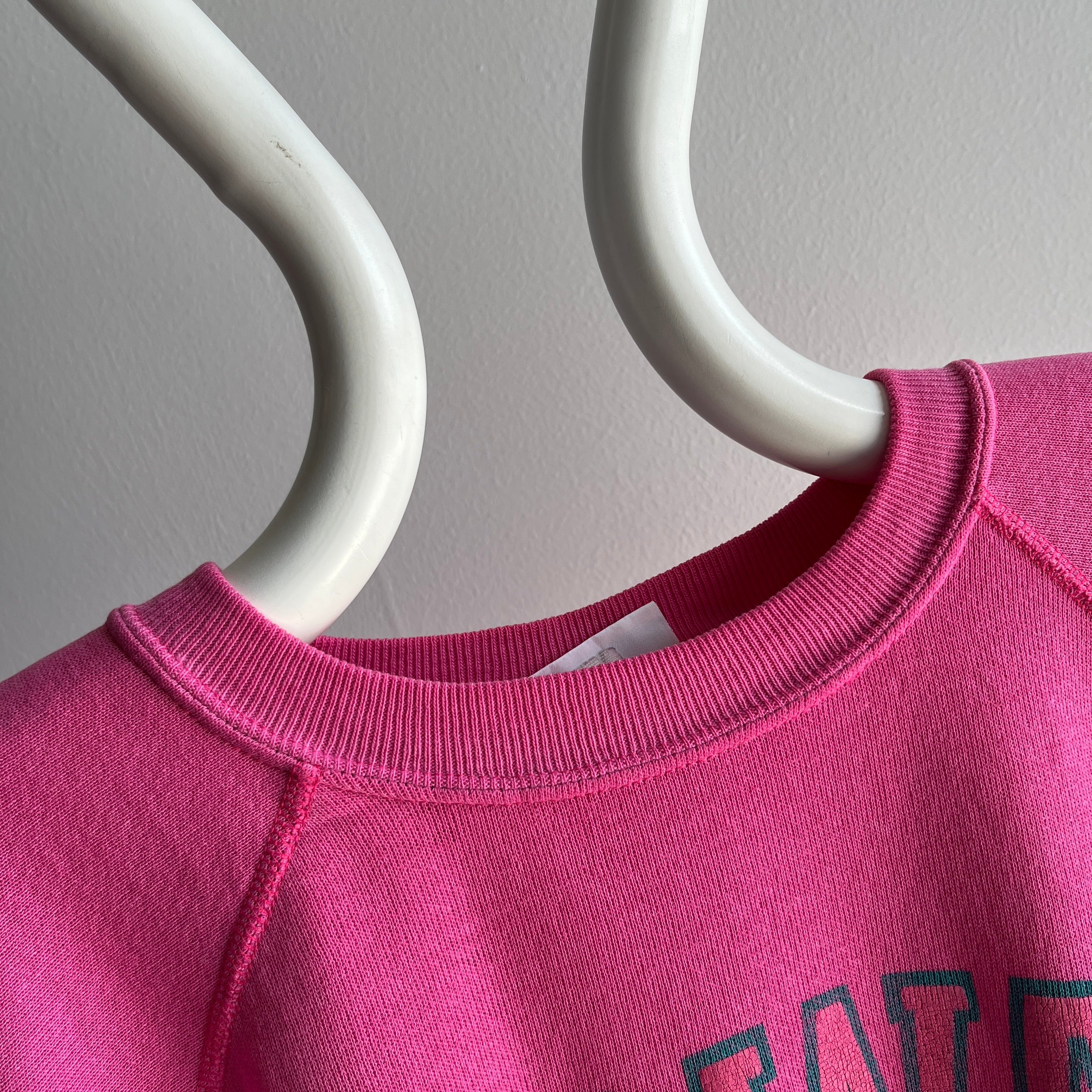 1980s Super Soft, Thin and Slouchy Pink Iowa Sweatshirt