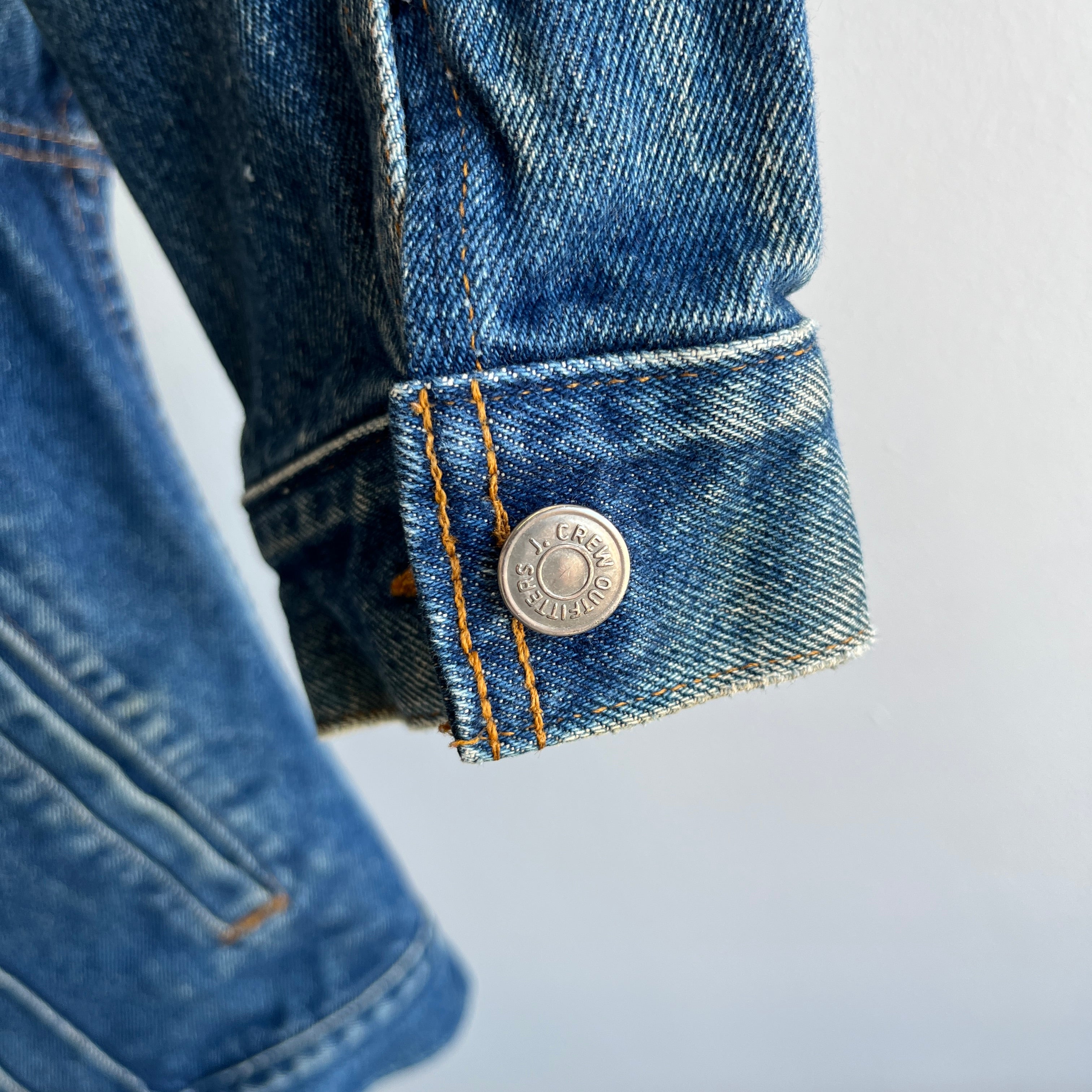 1990s J. Crew Flannel Lined Denim Jacket - True XS