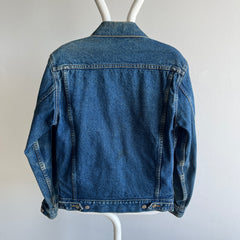 1990s J. Crew Flannel Lined Denim Jacket - True XS