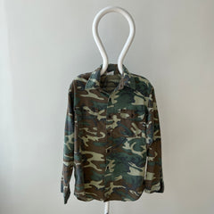 1980s Prentiss Outdoors Lightweight Cotton Camo Flannel with Paint Staining