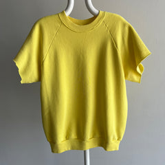 1980s Canary Yellow Cut Sleeve Warm Up Sweatshirt
