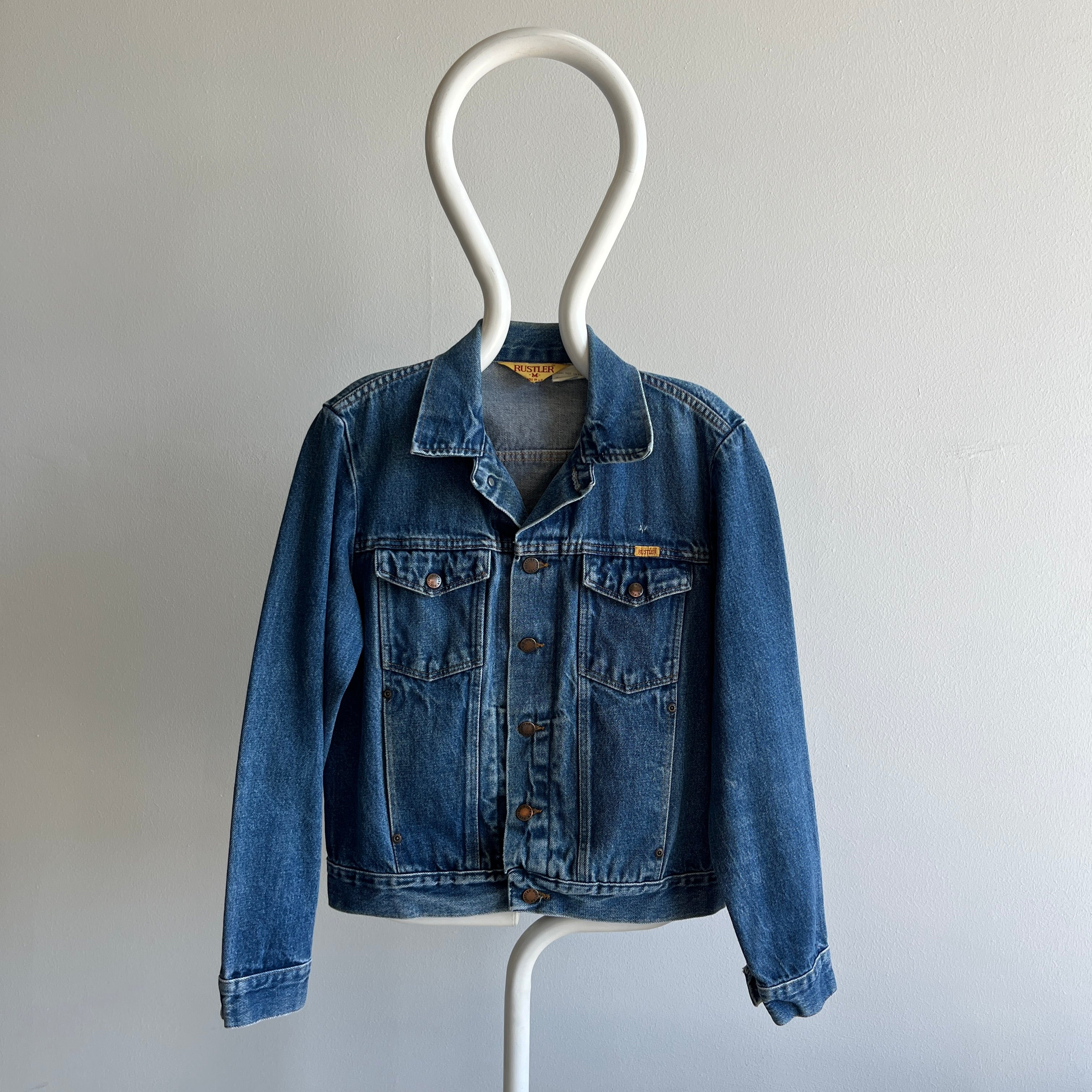 1980s Super Rad Perfectly Worn Rustler Denim Jean Jacket - !!!