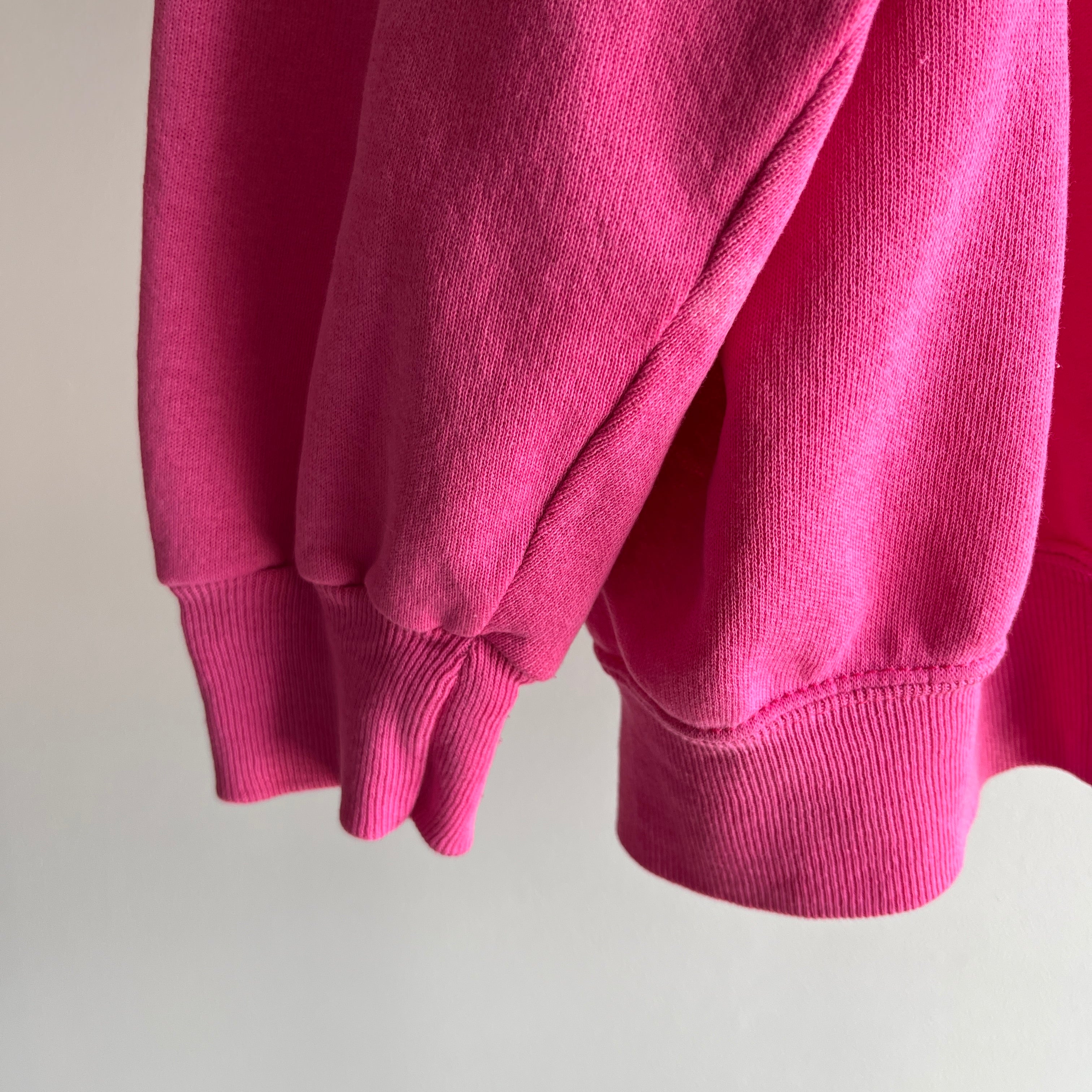 1980s Super Soft, Thin and Slouchy Pink Iowa Sweatshirt