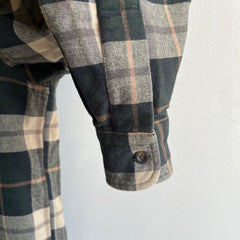 1990s L.L. Bean Larger and Longer Neutral Plaid Flannel