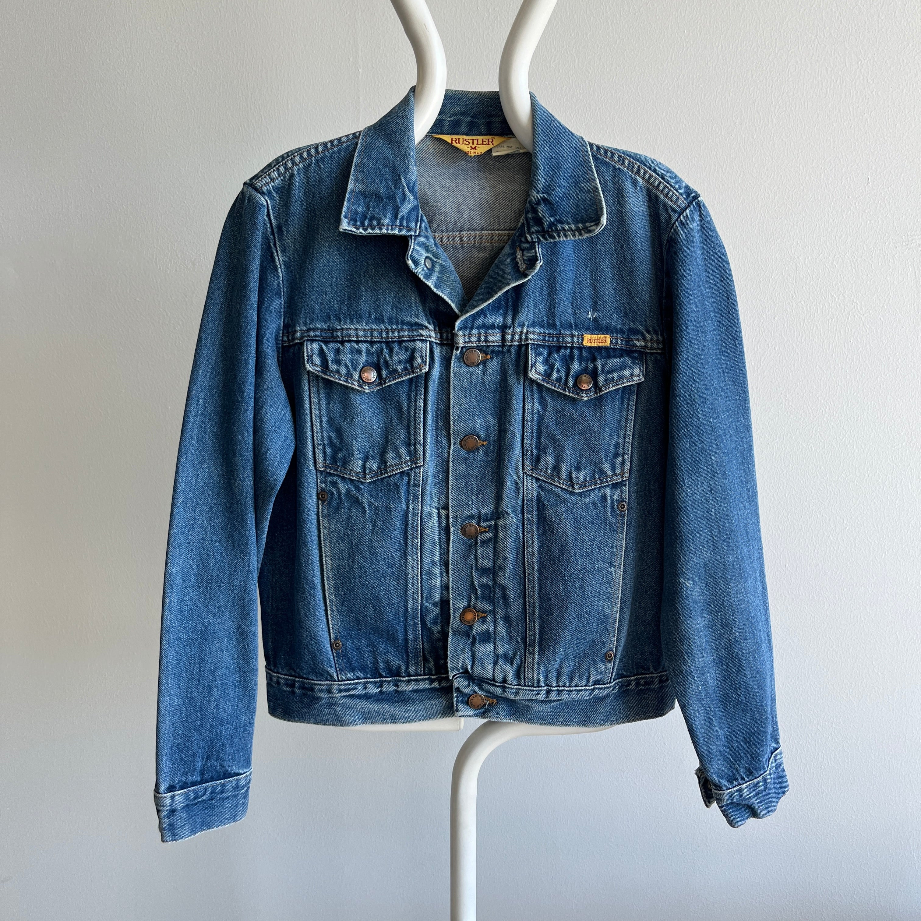 1980s Super Rad Perfectly Worn Rustler Denim Jean Jacket - !!!