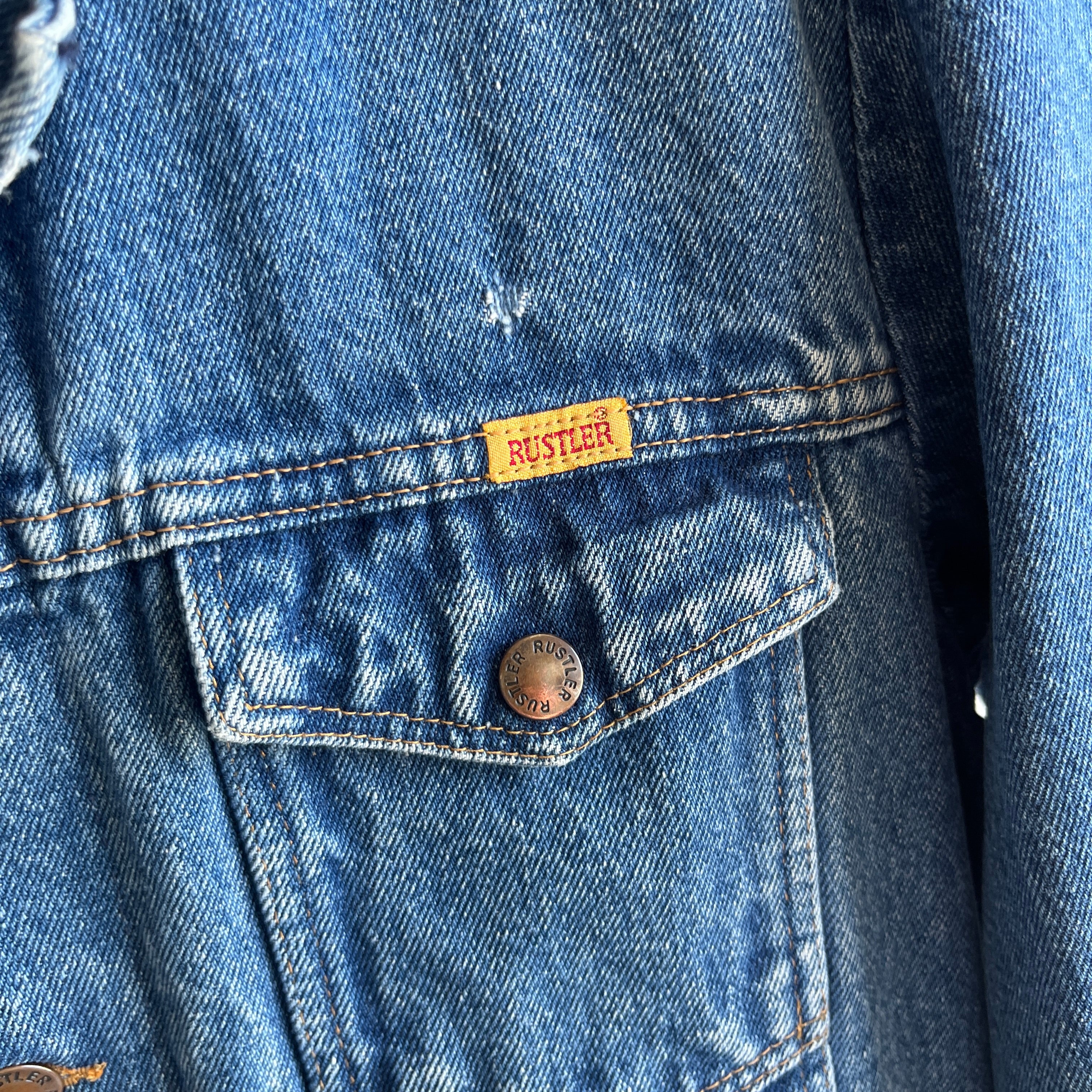 1980s Super Rad Perfectly Worn Rustler Denim Jean Jacket - !!!