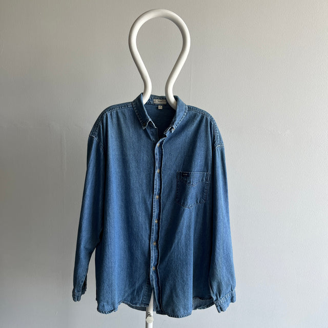 1990/2000s Guess Jeans Denim Button Down Shirt with Sun Fading