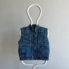 1980s Kids L Denim Vest with The COOLEST Pocket on the Back