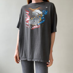 1987 Faded Black 3D Emblem Harley T Shirt - V COLLECTIBLE