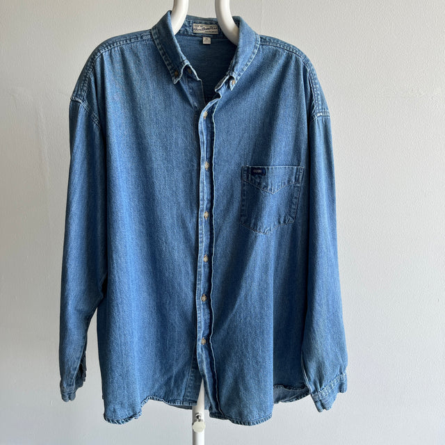 1990/2000s Guess Jeans Denim Button Down Shirt with Sun Fading