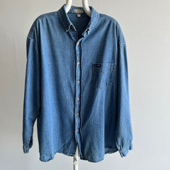 1990/2000s Guess Jeans Denim Button Down Shirt with Sun Fading