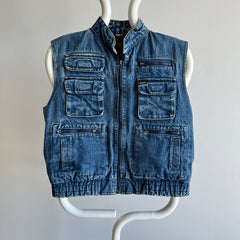 1980s Kids L Denim Vest with The COOLEST Pocket on the Back