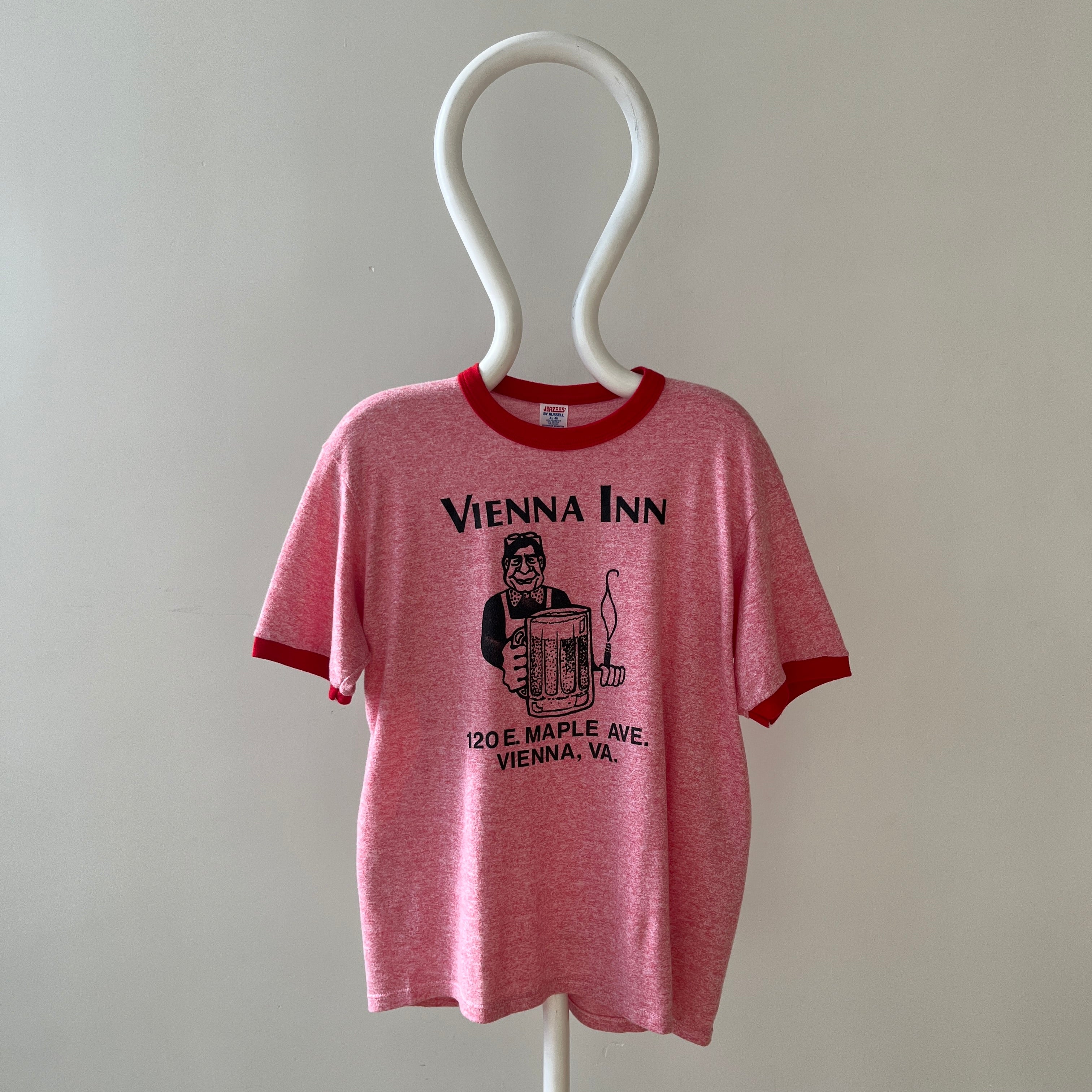 1980s Red Vienna Inn Ringer T Shirt