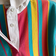 1980s Slim Fit Vertical Striped Rugby Shirt