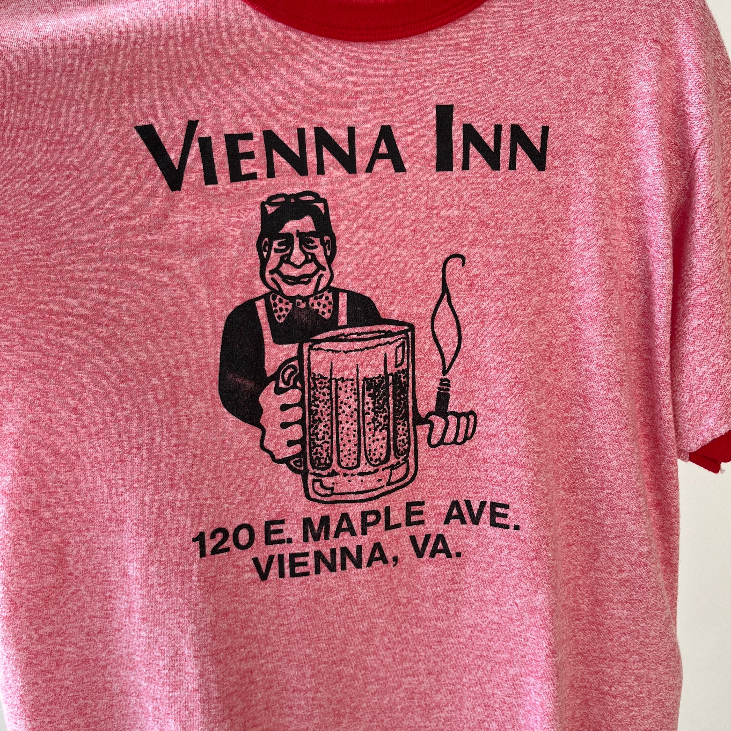 1980s Red Vienna Inn Ringer T Shirt