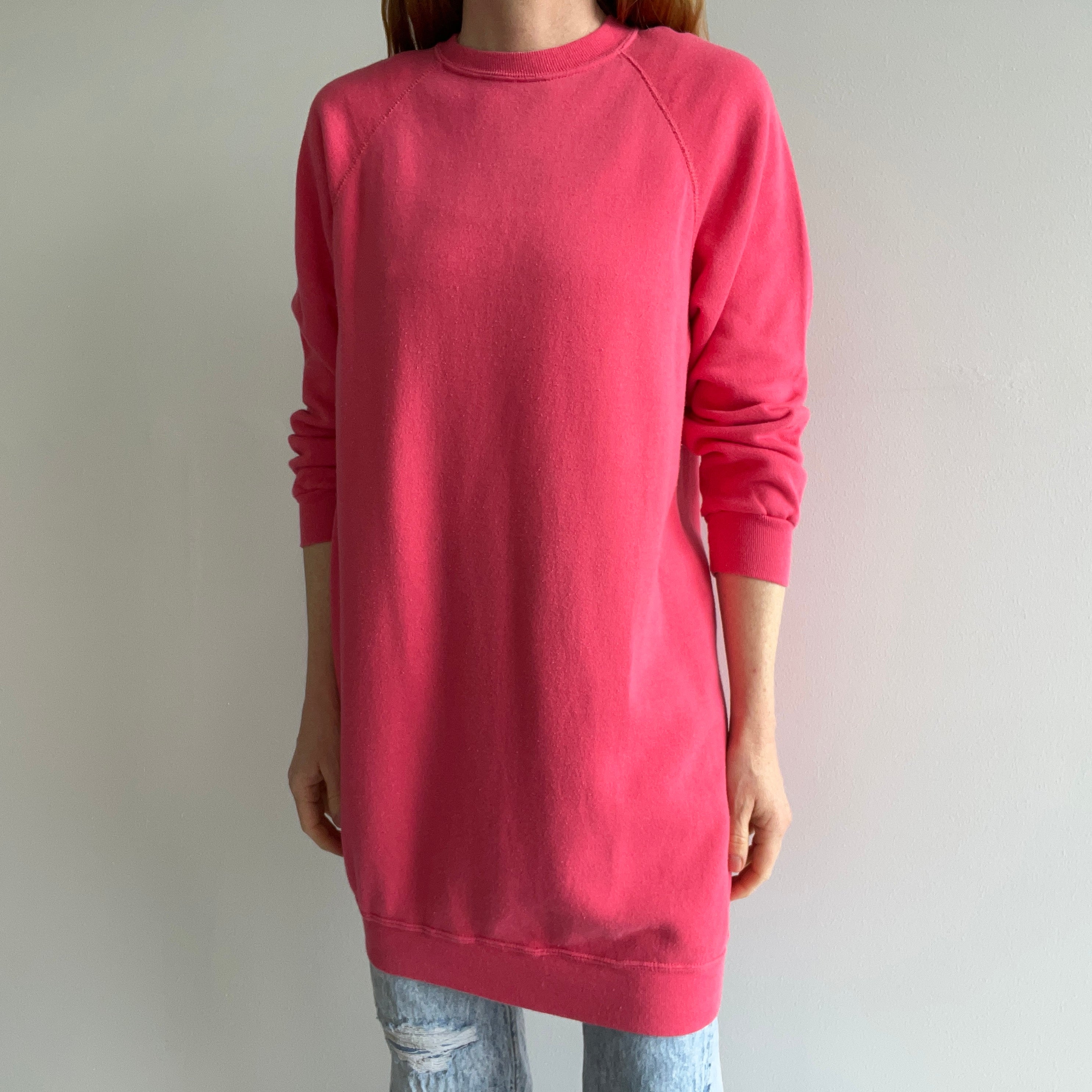 1980s Bubblegum Pink Sweatshirt Dress by Bassett Walker