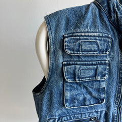 1980s Kids L Denim Vest with The COOLEST Pocket on the Back