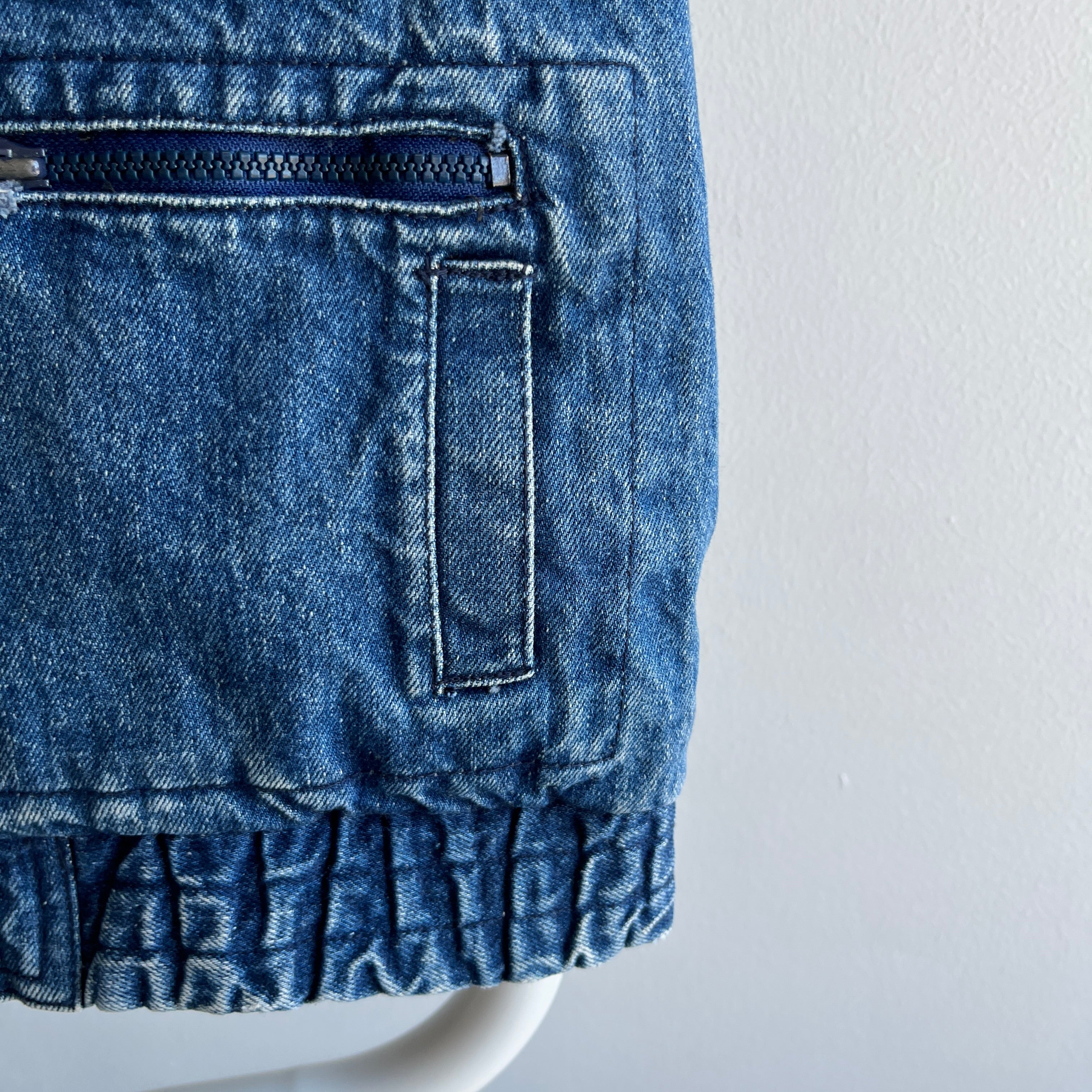 1980s Kids L Denim Vest with The COOLEST Pocket on the Back