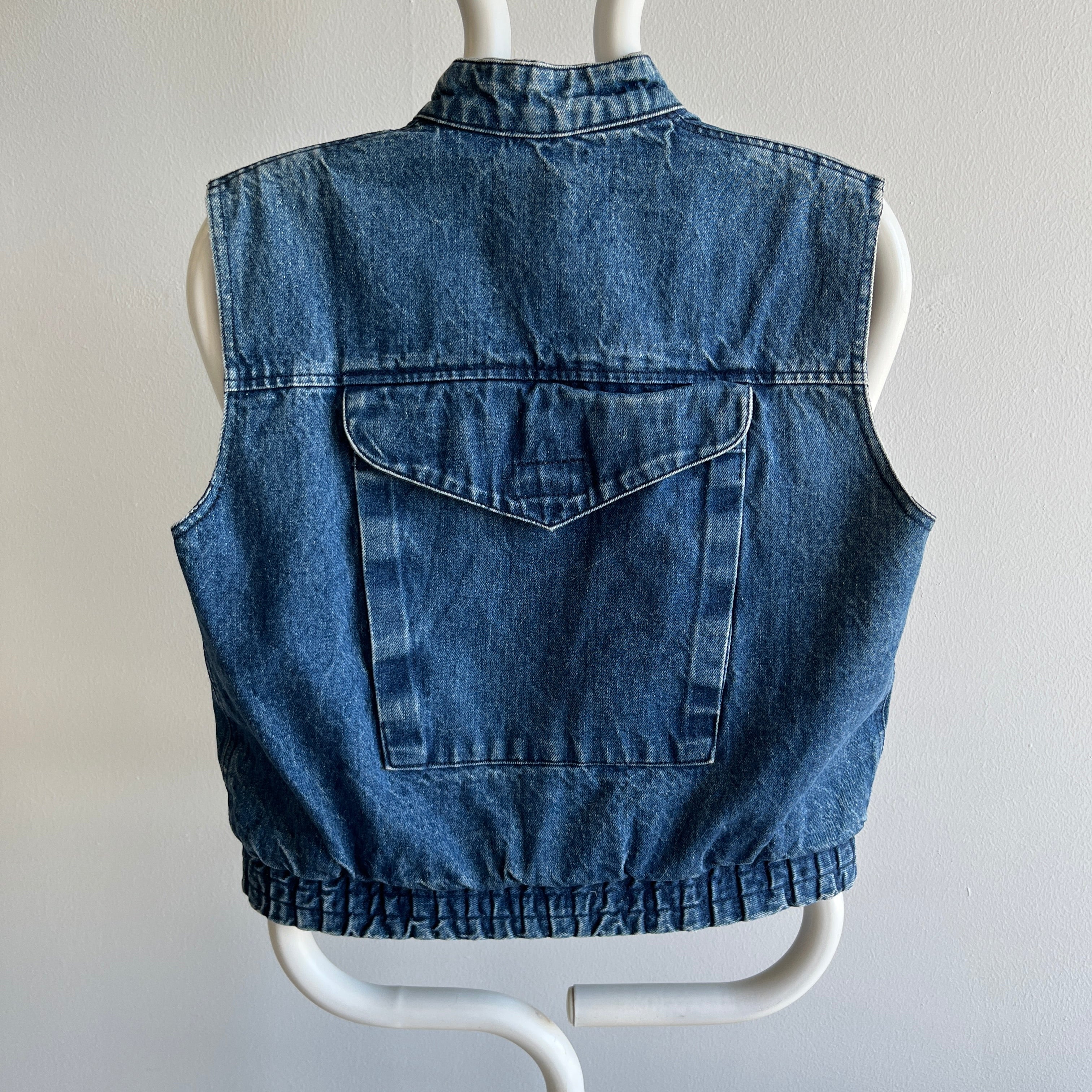 1980s Kids L Denim Vest with The COOLEST Pocket on the Back