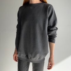 1990s Faded Black to Gray/Deep Gray Low Pit Relaxed Fit Sweatshirt