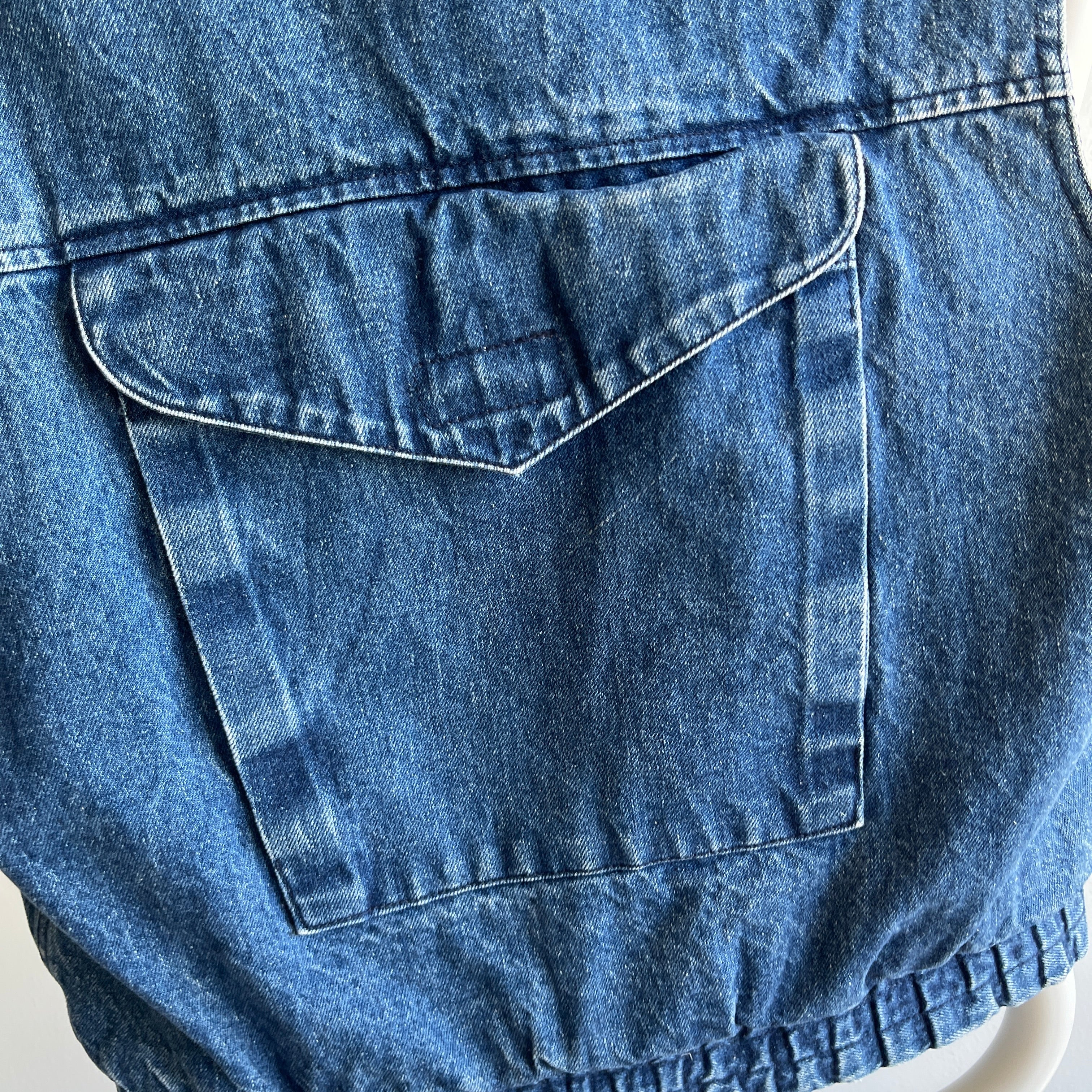 1980s Kids L Denim Vest with The COOLEST Pocket on the Back